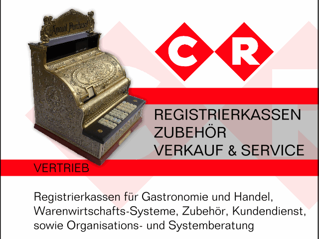 CR Registrierkassen Zubehör Verkauf+Service BAUER Vertrieb von Registrierkassen für Gastronomie und Handel, Warenwirtschafts-Systeme, Zubehör, Kundendienst, sowie Organisations- und Systembetreuung